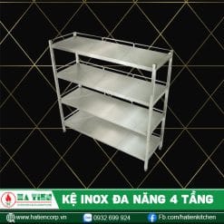 kệ inox đa năng 4 tầng có lan can