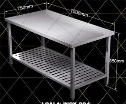 Bàn 2 tầng inox kệ đục lỗ
