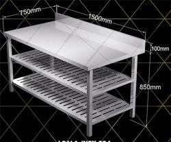 Bàn 3 tầng inox kệ đục lỗ