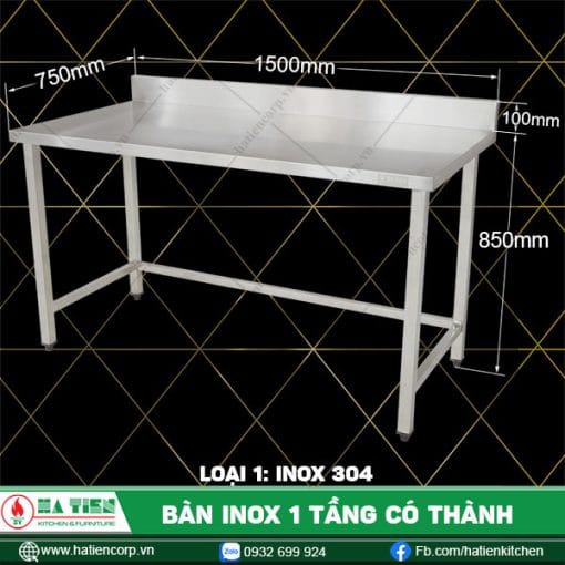 Bàn inox Có Thành
