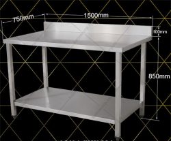 Bàn inox có kệ phẳng — Hà Tiên Corp