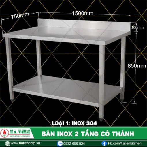 Bàn inox có kệ phẳng