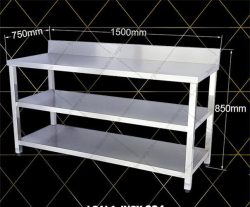 bàn inox 3 tầng có thành