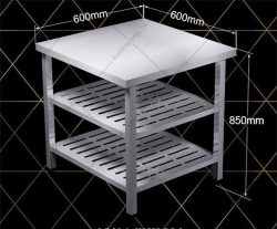 bàn kệ bếp inox 3 tầng 2 kệ đục lỗ