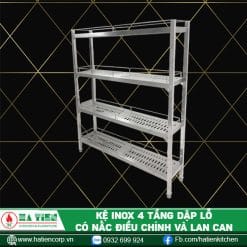 kệ inox đựng chén có lan can