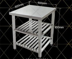 bàn inox 3 tầng 2 kệ thanh B2KT6-6