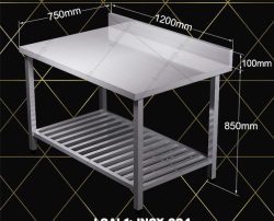 Bàn inox có kệ thanh — Hà Tiên Corp