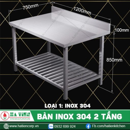Bàn inox có kệ thanh