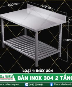 bàn inox 304 2 tầng BTKT6-12