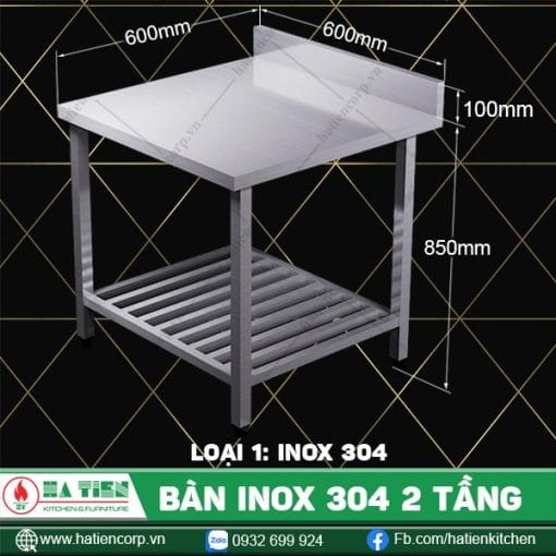 bàn inox 304 2 tầng BTKT6-6