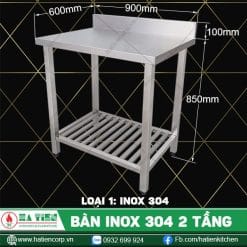bàn inox 304 2 tầng BTKT6-9