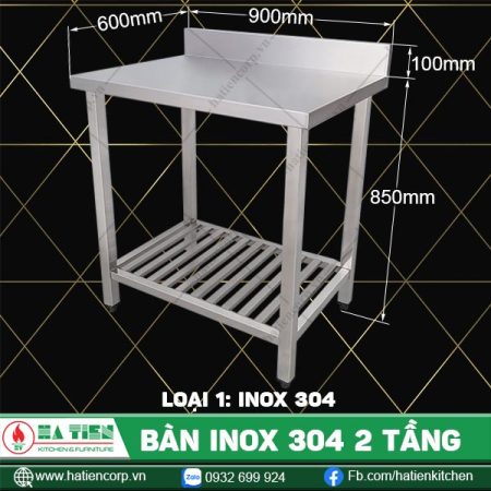 bàn inox 304 2 tầng BTKT6-9