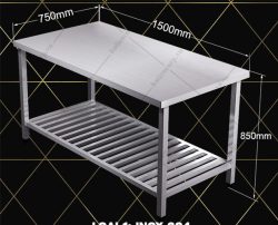 Bàn inox hình chữ nhật 2 tầng