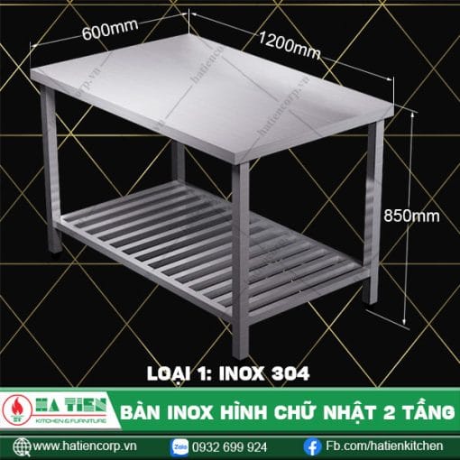 Bàn inox Có Kệ Dưới