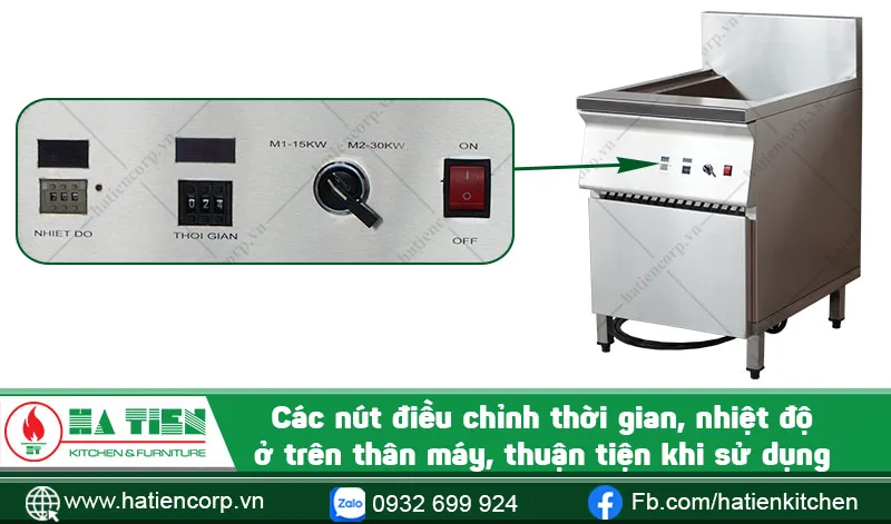 Các nút điều chỉnh trên bếp chiên nhúng làm sạch dầu