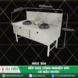bếp gas công nghiệp đôi 304