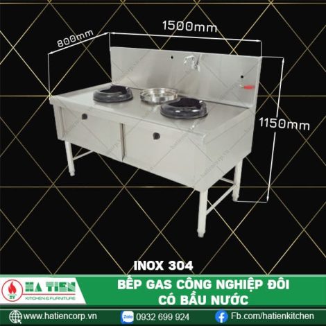 bếp gas công nghiệp đôi 304
