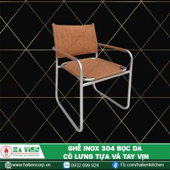 ghế inox 304 bọc da tựa lưng