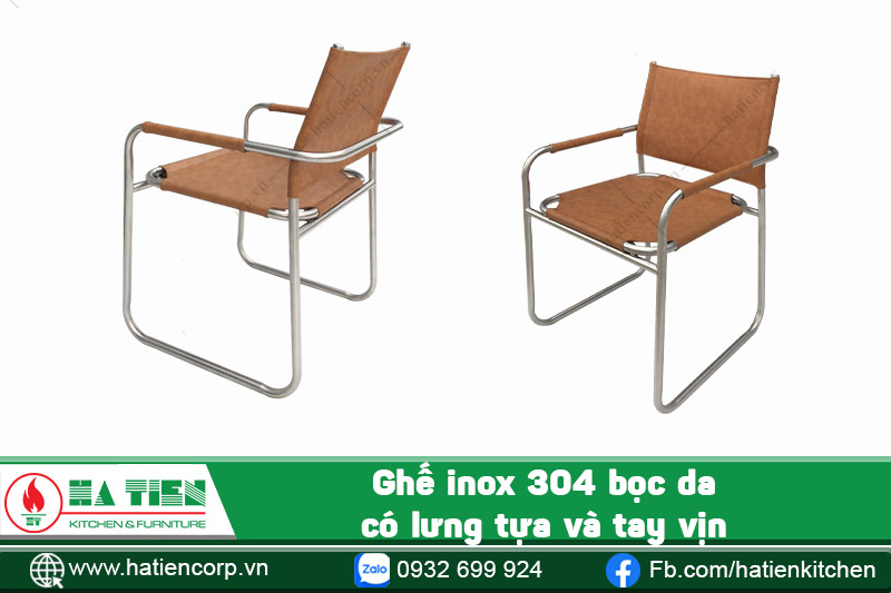 ghế inox 304 bọc da có tựa lưng