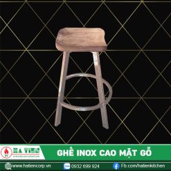 ghế inox cao mặt gỗ