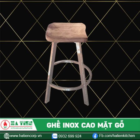 ghế inox cao mặt gỗ