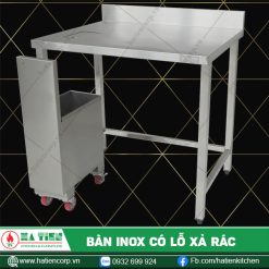 Bàn inox có lỗ xả rác