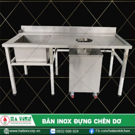 Bàn inox đựng chén dơ