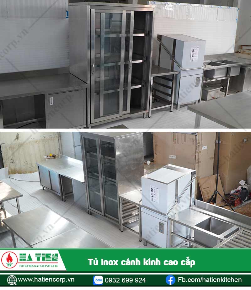 Tủ cánh kính để chứa vật dụng sau khi làm sạch