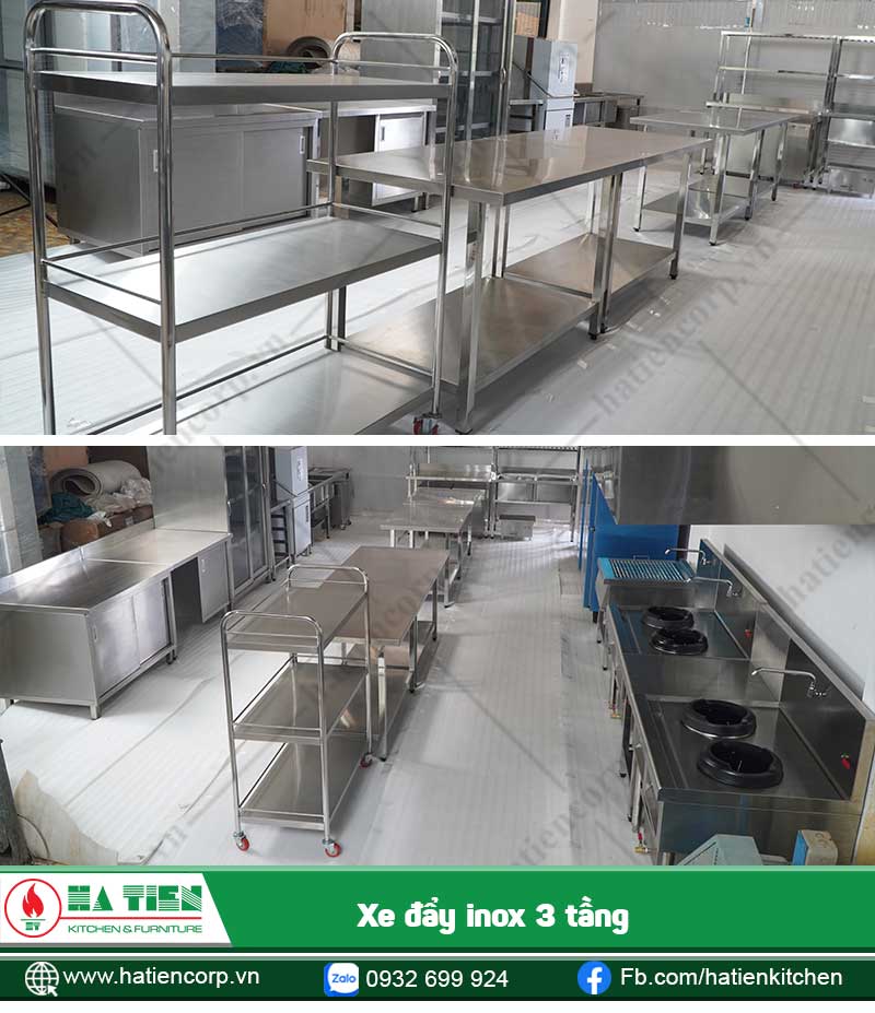 Sử dụng xe đẩy để vận chuyển thức ăn nhanh và hợp vệ sinh