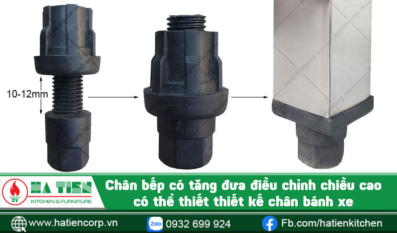 Chân bếp có tăng đưa, có thể điều chỉnh chiều cao