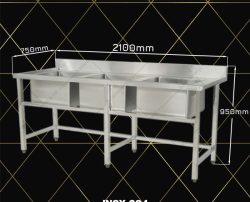 chậu rửa công nghiệp 3 hố 2100