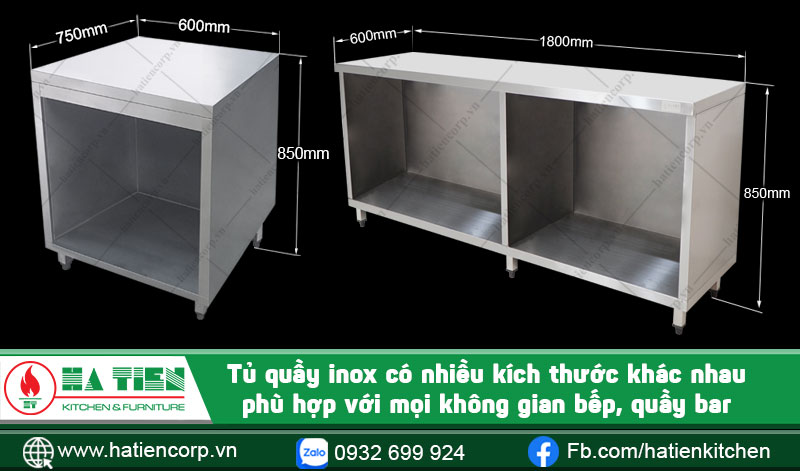 Kích thước tủ quầy inox bếp