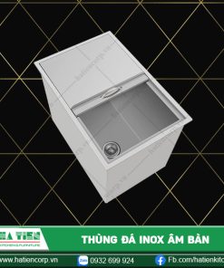thùng đá inox âm bàn nắp lùa