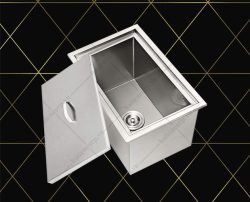 thùng đá inox âm bàn nắp rời