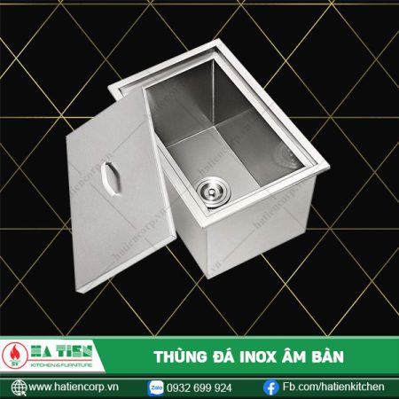 thùng đá inox âm bàn nắp rời