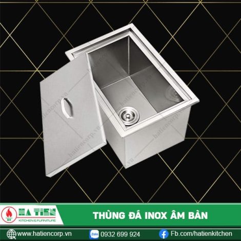 thùng đá inox âm bàn nắp rời