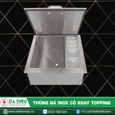 thùng đá inox có khay topping 1