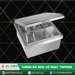thùng đá inox có khay topping 2