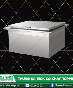thùng đá inox có khay topping