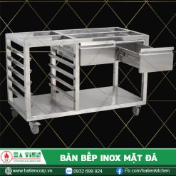 bàn inox làm bánh mặt đá