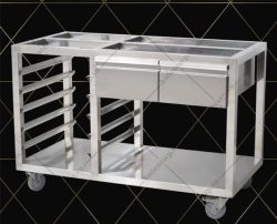 Bàn bếp inox mặt đá làm bánh