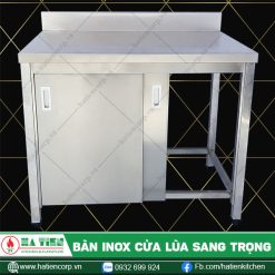 bàn inox chữ nhật cửa lùa