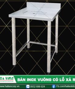 Bàn inox nhỏ có lỗ xả rác