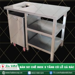 Bàn sơ chế inox 3 tầng
