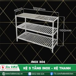 kệ 3 tầng inox 304, kích thước 400