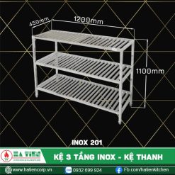 kệ 3 tầng inox 201, kích thước 450