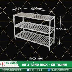 kệ 3 tầng inox 304, kích thước 450