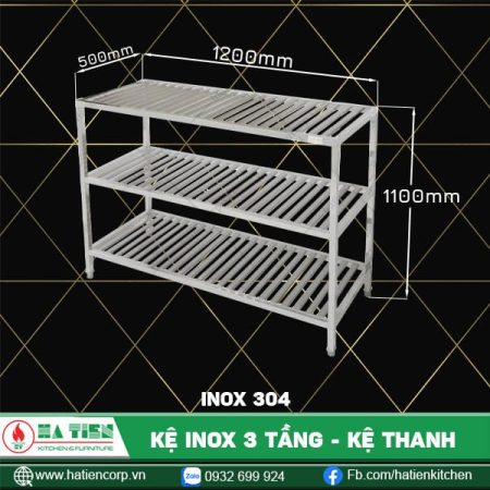 kệ 3 tầng inox kích thước 500