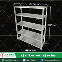 kệ 5 tầng inox 201 dài 1200mm