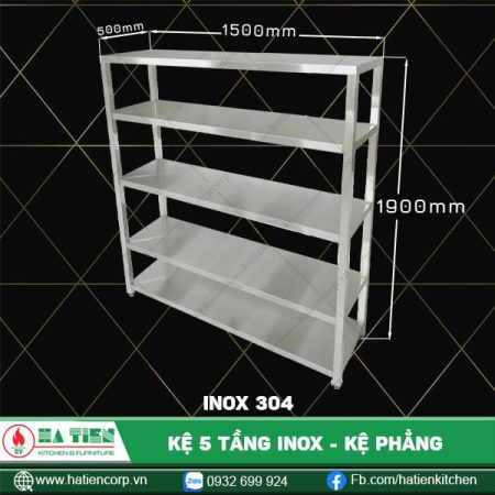 kệ 5 tầng inox 304 dài 1500mm